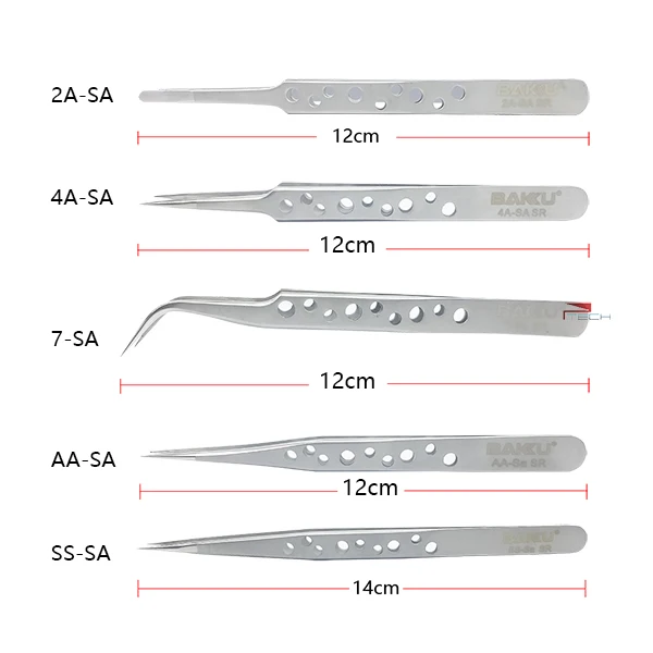 5 шт. Пинцет Бакинский полый дизайн, ультра жесткость тонкой точки антистатические нержавеющая сталь Пинцет Набор для ремонта iPhone