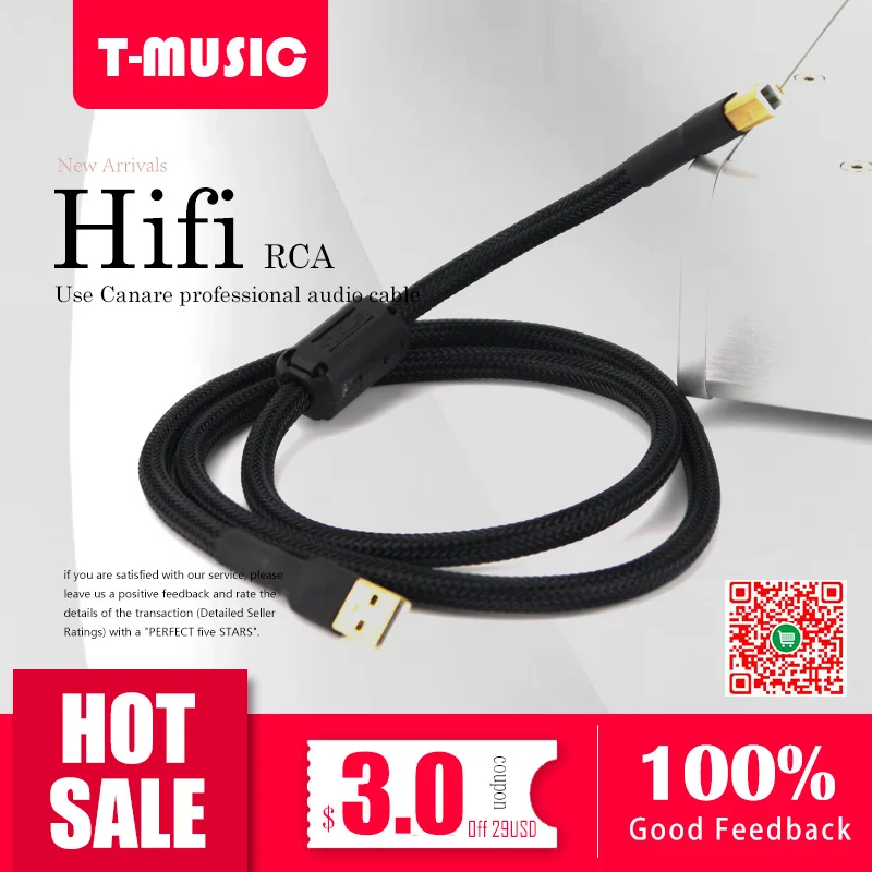 

1PCS Type A-B HiFi USB Cable For DAC AMP , 0.5M / 1M / 2M