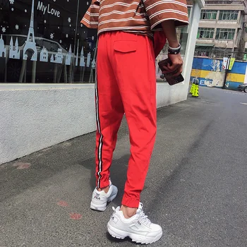 

2018 New Tide Boy Youth Student Cotton Feet Korean Harlan Pants Fashion Personality Loose Hip-hop Nine Points