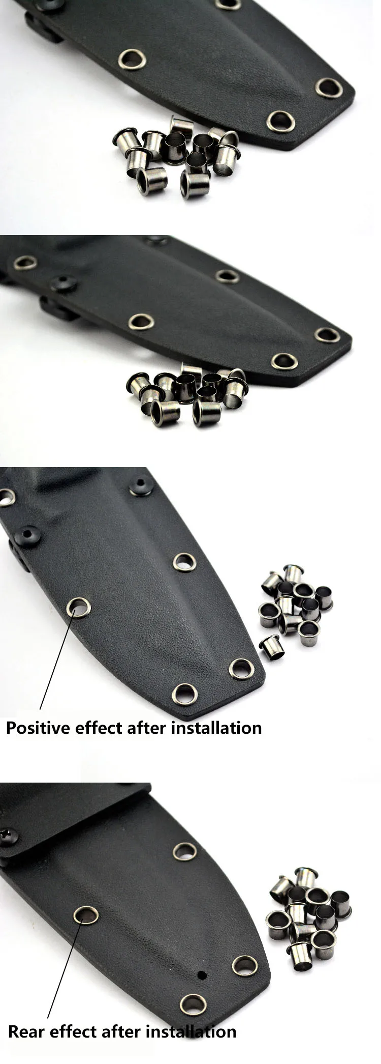 100 штук Kydex окрашенная черная бронзовая кожа DIY для одежды Kydex люверсы 7x6 мм