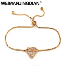 WEIMANJINGDIAN бренд серебро/розовое золото Цвет покрытием CZ Кристалл кубического циркония тенденции Боло Браслеты для Для женщин или свадьбы