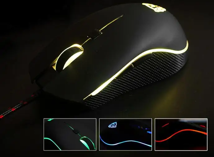 Motospeed V40 4000 Точек на дюйм 6 кнопок дыхание светодиодный Оптическая Проводная Мышь для PC Gamer 26 июля
