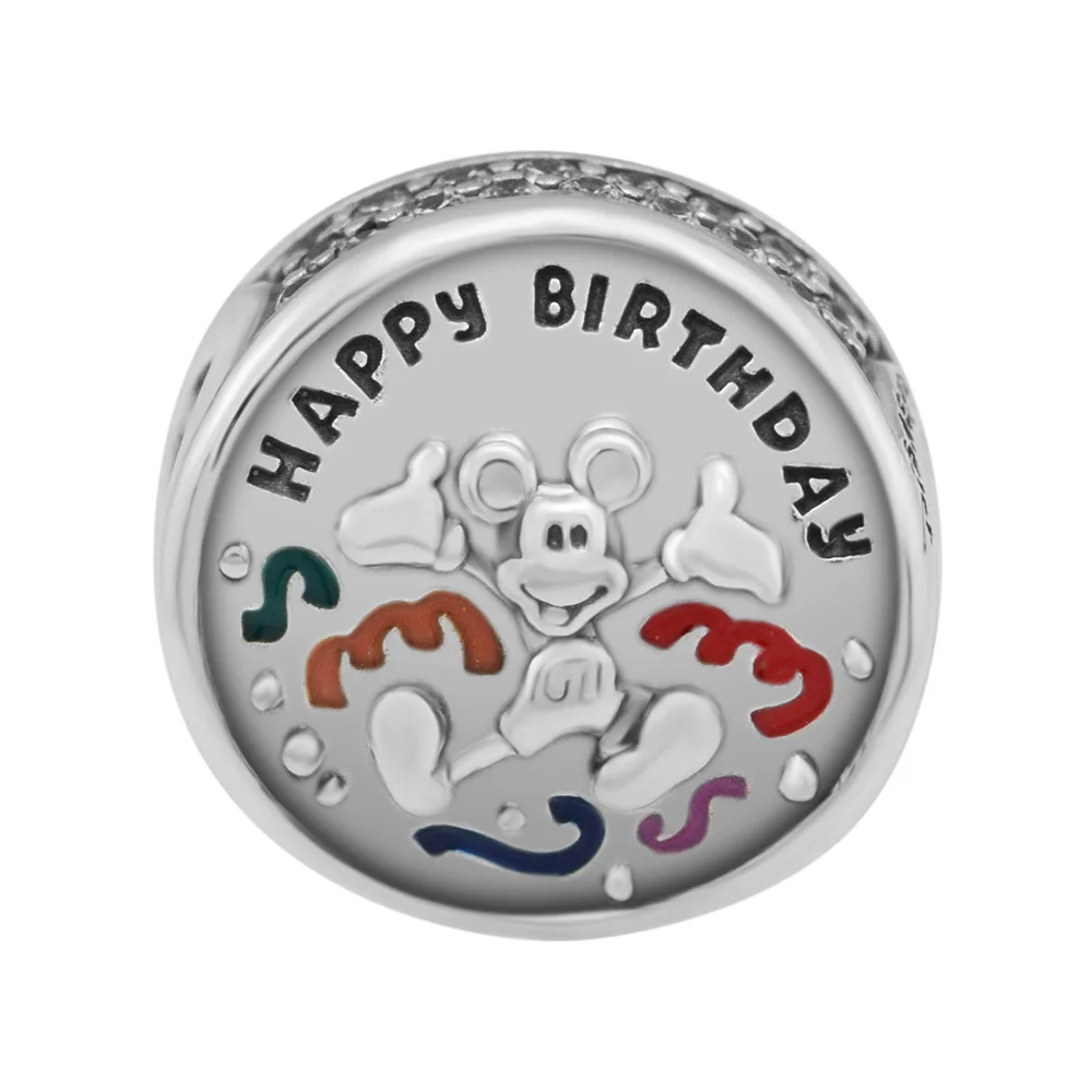 

Fits European Bracelet Silver 925 Jewelry Mickey Happy Birthday Charm Beads for Jewelry Make Women DIY Charms Bracelet