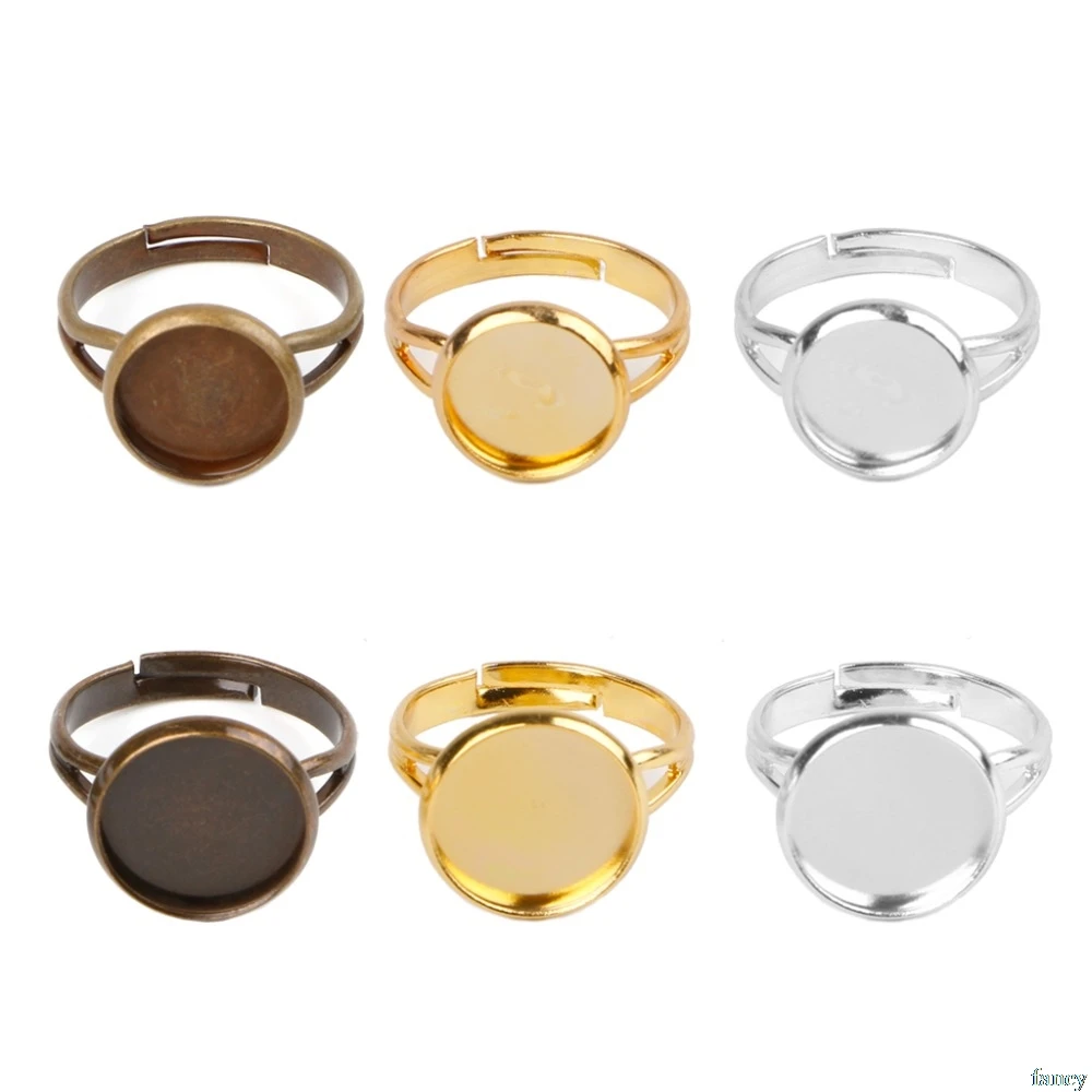 

10PCS DIY Ring Blanks with Bezel fit for 10 12mm Glass Cabochon Jewelry Making New 2018