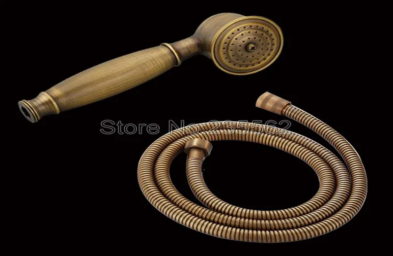 Antique Brass Bathroom Hand Held Shower Head with 1.5m Shower Hose
