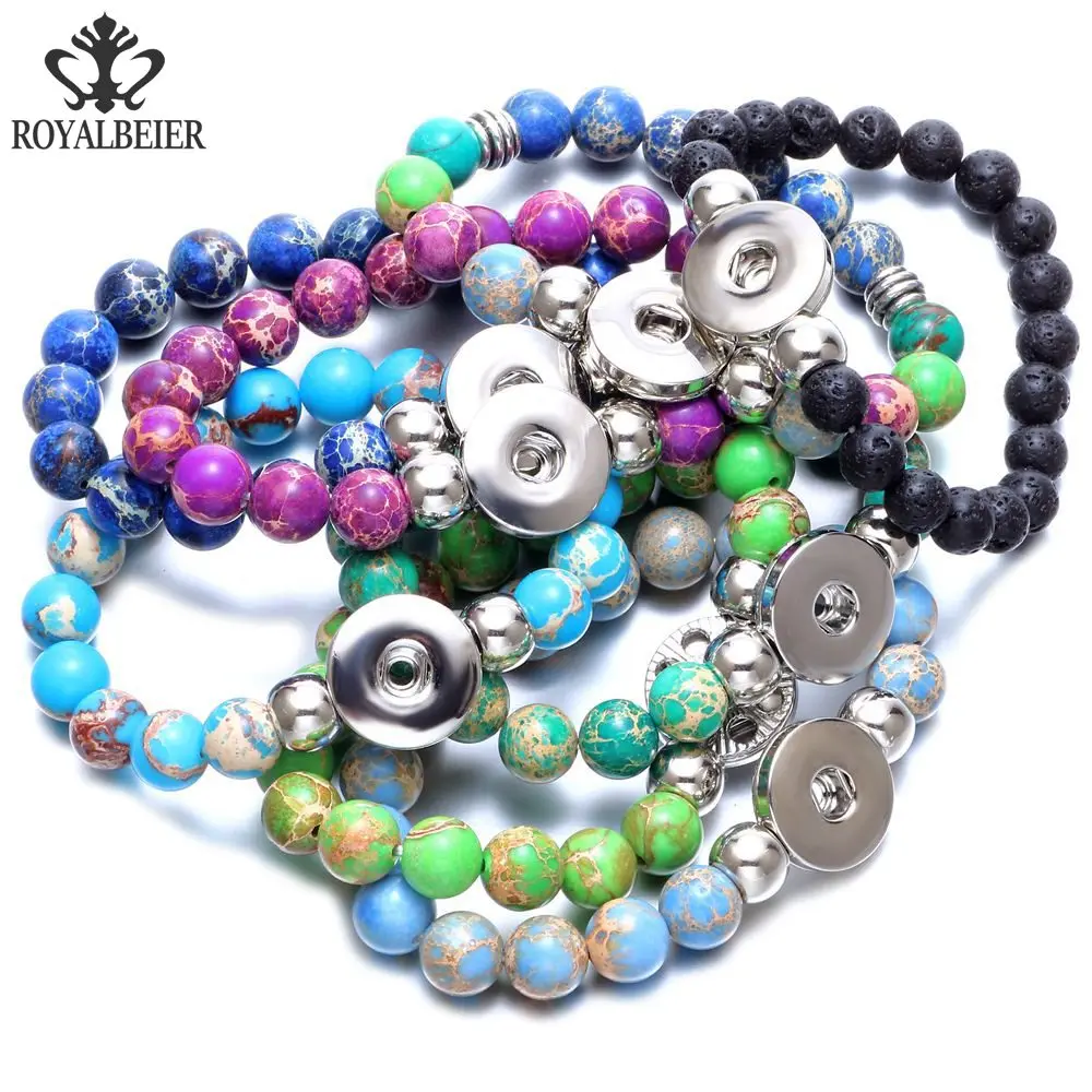 10pcs/lot Multi Color Emperor Stone Stretched Beaded Snap Bracelet Beads Bracelet Fit 18mm Snap Button 20mm Snap Jewelry SZ0489 10pcs/lot Multi Color Emperor Stone Stretched Beaded Snap Bracelet Beads Bracelet Fit 18mm Snap Button 20mm Snap Jewelry SZ0489