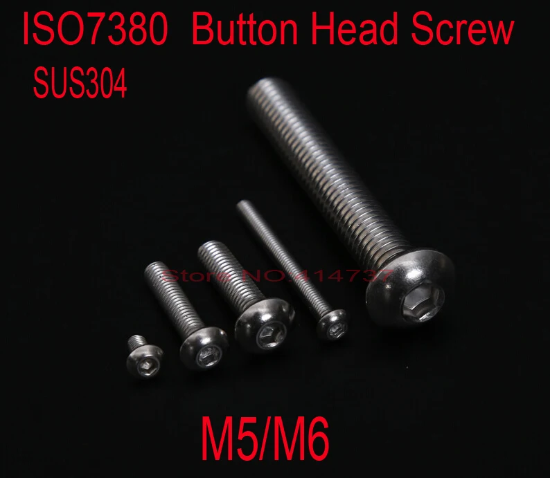 

20pcs/lot ISO7380 M5/M6 Stainless Steel A2 Hexagon Socket Button Head Screw Pan Head Hex Socket Screw Length 6mm--90mm