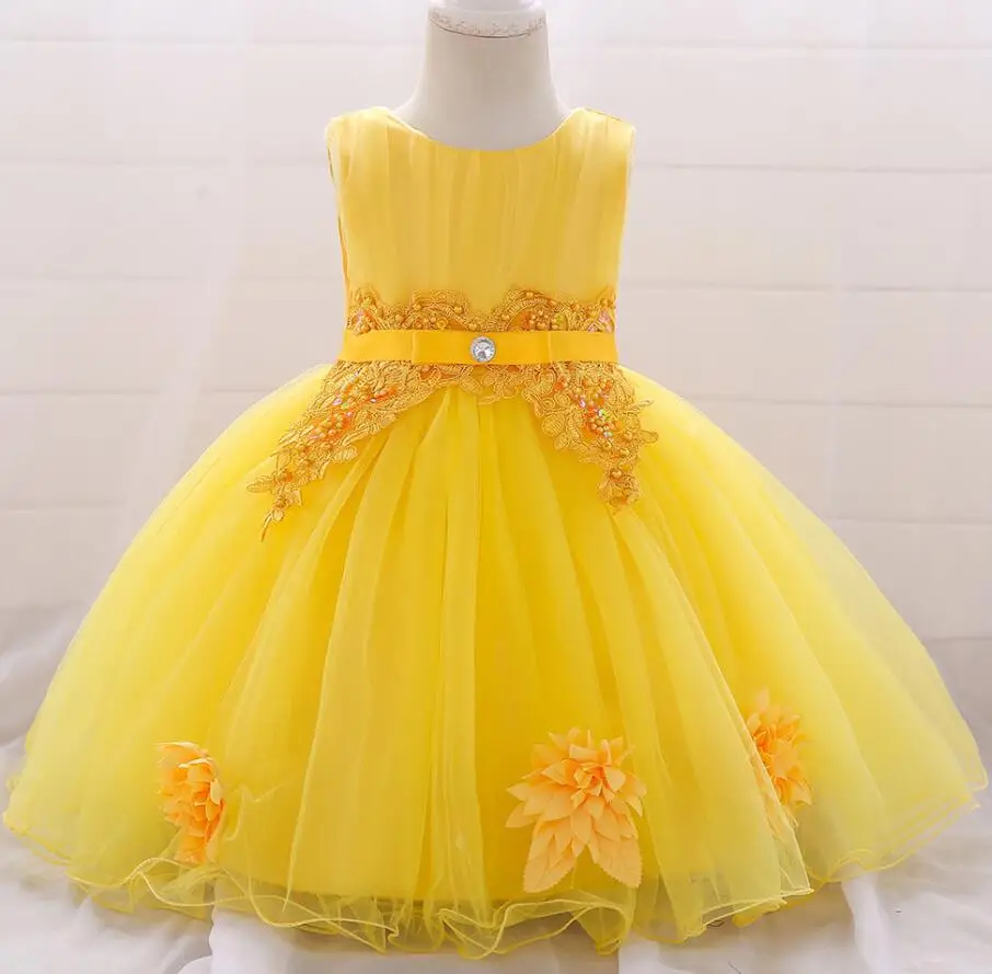 yellow Одежда для девочек; высококлассный Свадебный платье с жемчужинами; детская одежда на Рождество; детское праздничное платье; платья принцессы для маленьких девочек - Цвет: yellow