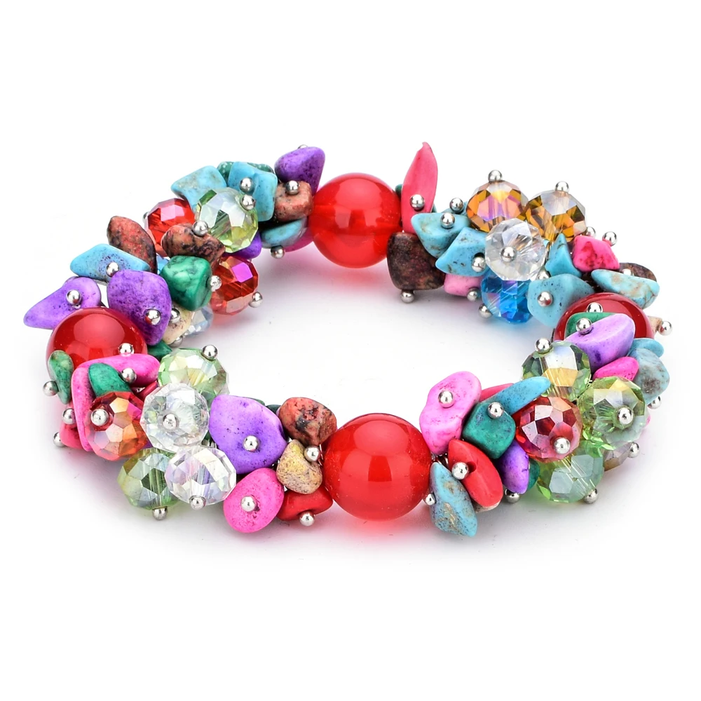 LUBINGSHINE Irregular Natural Stone Strand Bracelets Gravel Charms Handmade Jewellery Women Chic Stretch Elastic Bracelet Women