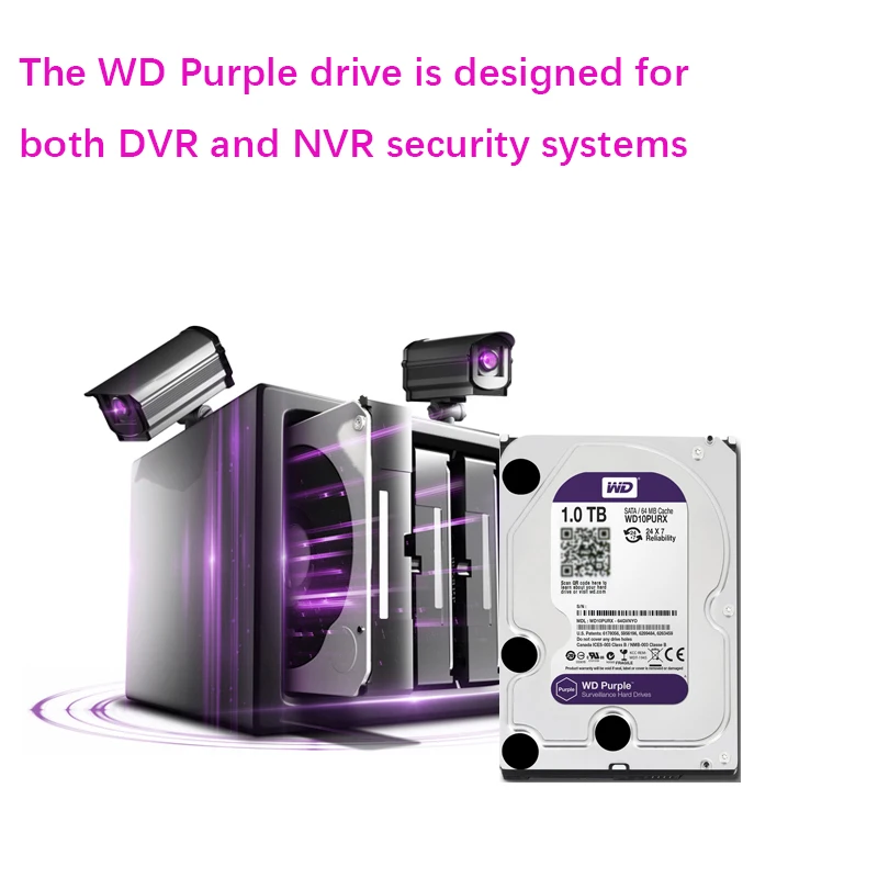 Внутренний жесткий диск WD Purple 1 ТБ для системы видеонаблюдения 3 5 дюйма 64 Мб кэш