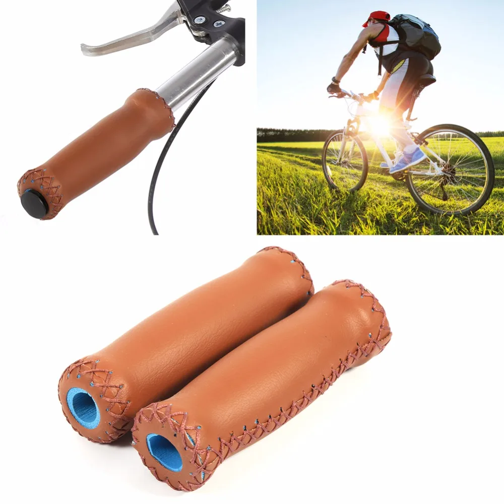 

1 Pair Bicycle Handlebar Grip Handle Cover Artificial Leather Bike Handle Bar For Riding Cycling Sports Travel Kits Outdoor Tool