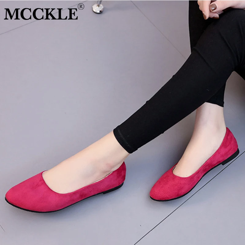 

MCCKLE 2019 Women Flats Ladies Faux Suede Ballet Flats Slip On Shallow Loafers New Female Breathable Comfortable Shoes