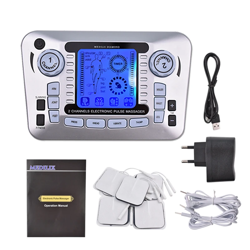 Electrical Muscle Stimulator Relax Muscle Massage Machine Pulse Tens Acupuncture Therapy Massager Slimming Fat Burner +10 Pads