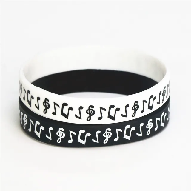 1pc New Design Ink Filled Logo Music Note Silicone Wristband For 1pc New Design Ink Filled Logo Music Note Silicone Wristband For Fans Black Rubber