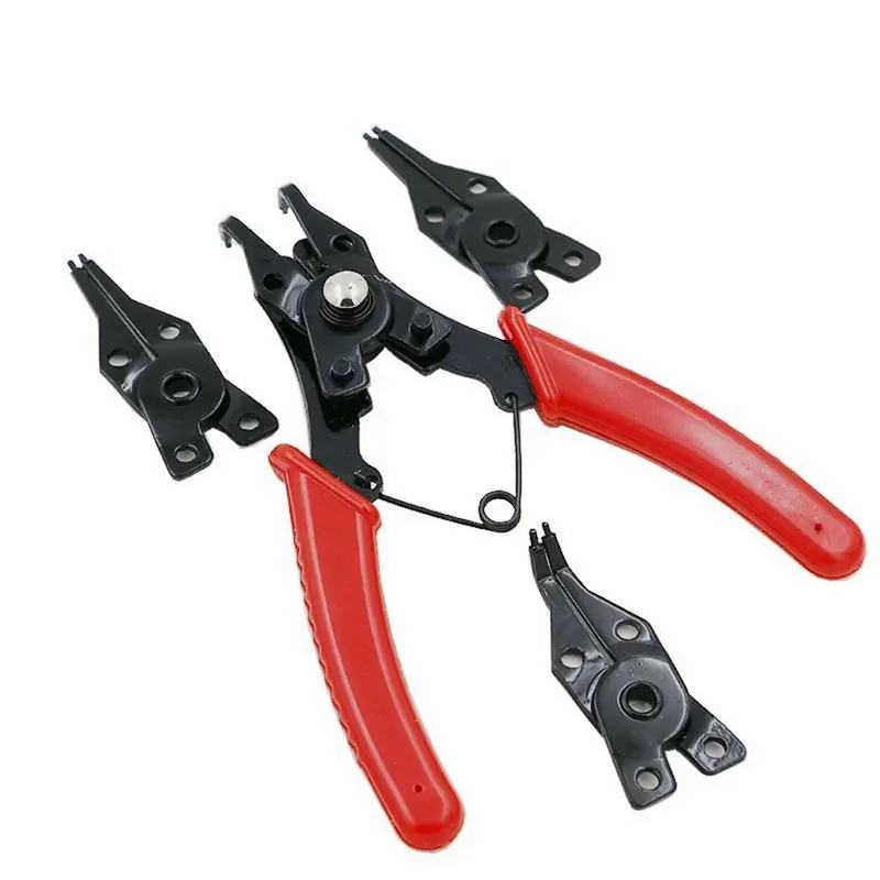 

4 in 1 Circlip Snap Ring Plier Four Headed Pliers Fastener Shaft Used Spring Disassembly Puller Springs Multitool Pliers Set