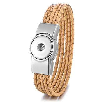 

10pcs/lot Vocheng Ginger Snaps Jewelry 18mm 10 Colors Braided Leather Bracelet Magnet Clasp NN-525*10