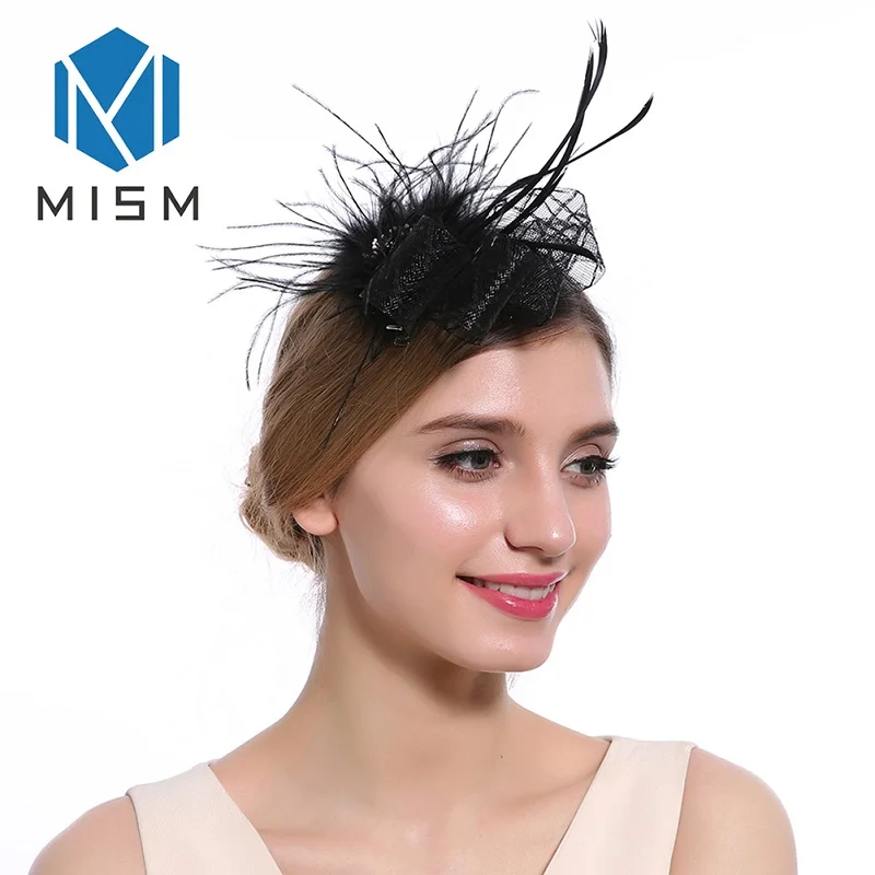 M MISM женский головной убор заколка для волос элегантная пряжа резинки для волос модный винтажный обруч для волос зажим аксессуары для свадьбы Коктейльные Вечерние - Цвет: Black
