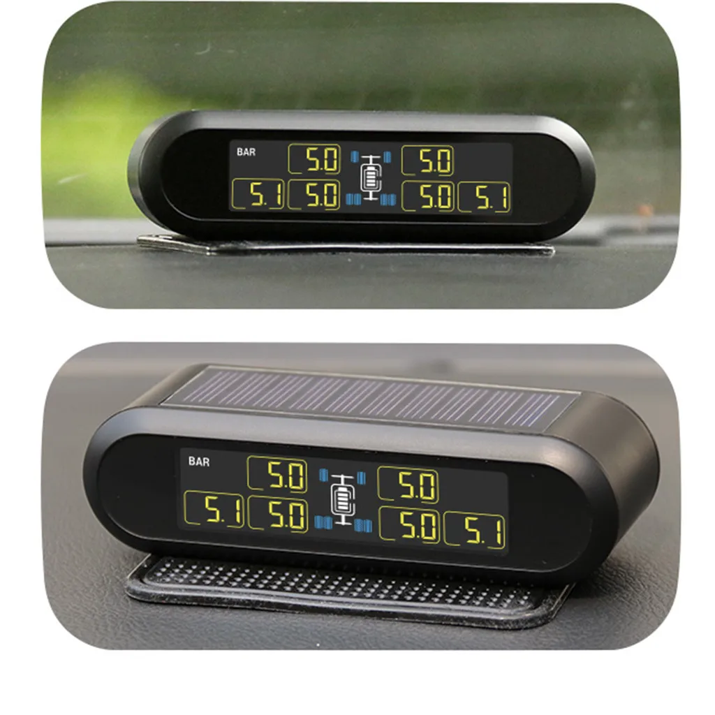Солнечная Беспроводная TPMS lcd Система контроля давления в шинах автомобиля с 6 внешними датчиками Максимальная конфигурация авто аксессуары