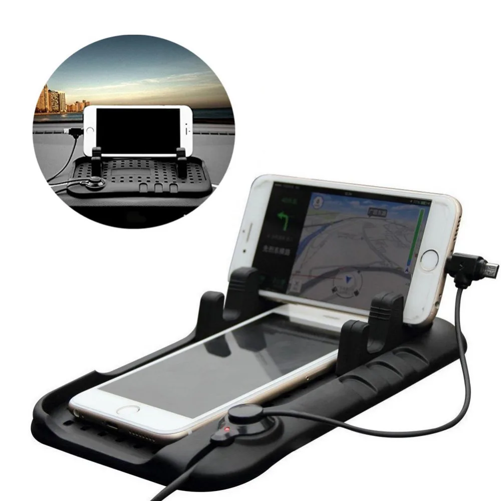 

Car Phone Holder Magnetic Mount Charging USB Cable For iPhone 6/7 Android Silicone Pad Stand Anti-Slip Mat Dash Stowing Tidying