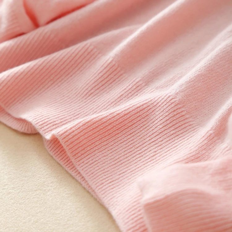 Весна розовый Cashnere свитера женские пуловеры чистый кашемир принт бант Длинные рукава трикотажные свитера для дам