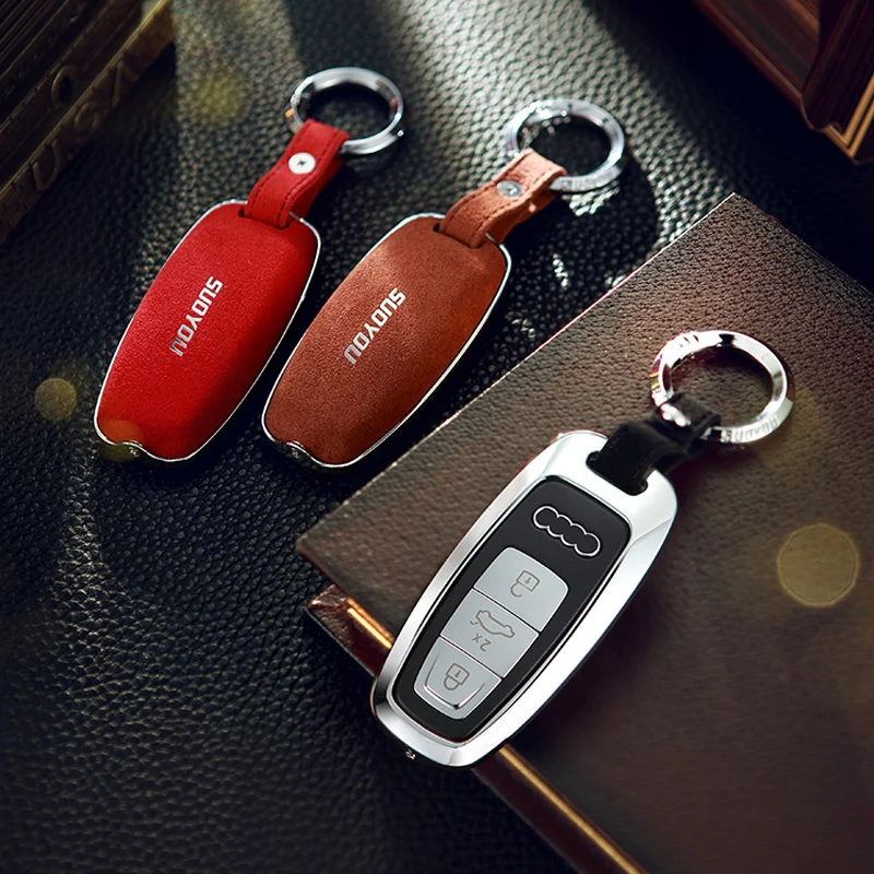 

Genuine Leather Galvanized Alloy Car Key Case Cover For Audi C6 A7 A8 R8 A1 A3 A4 A5 Q7 A6 C5 A4 B9 Q7 4m TT 8s 2016 2017 B8 B7