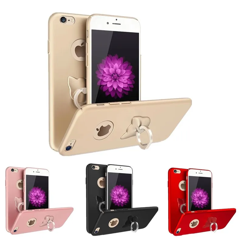 Телефон мешки чехол для iPhone 7 6 S одноцветное Цвет Жесткий Чехол Plus Kickstand кольцо с