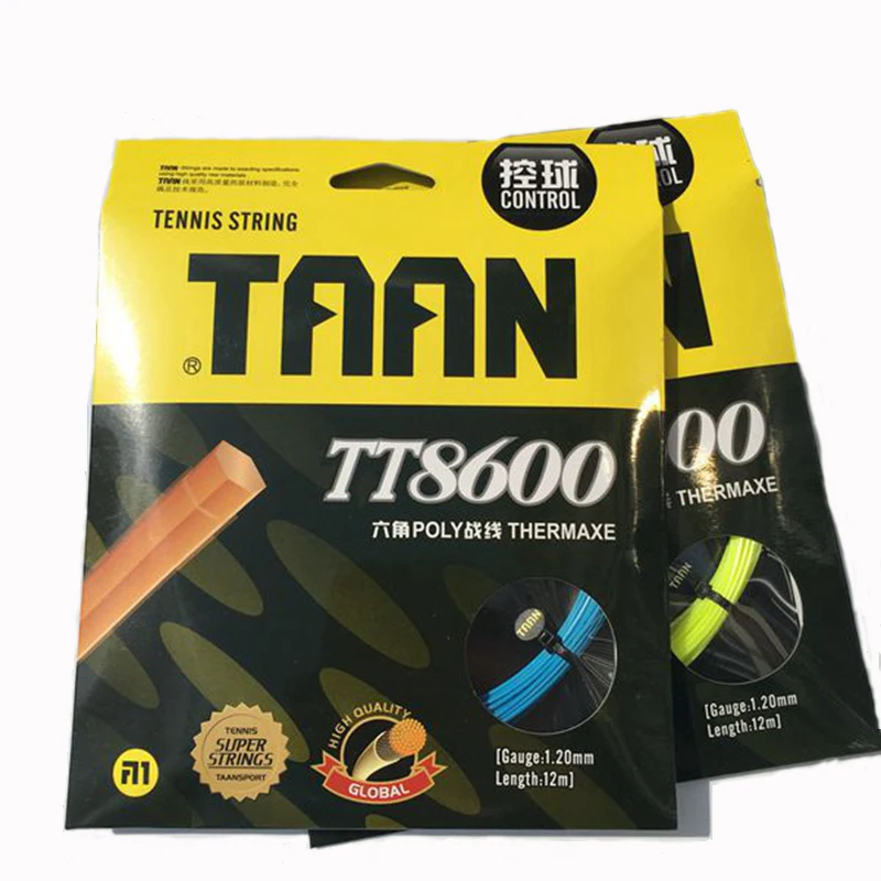 2 pieces 12M TAAN TT8600 1.20mm Tennis Strings Polyester 6-angle Hard Feeling Good Control