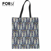 FORUDESIGNS/Женские повседневные льняные сумки-тоут с узором для чистки, сумки для хранения в супермаркете, прочные портативные пляжные сумки для продуктов