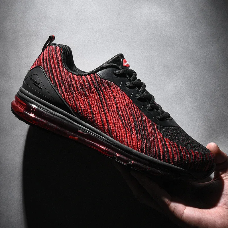JINBEILEE Air Cushion Sneakers New Fly Woven Cushioning Running Shoes Student Casual Lace-Up  Men's Shoes  Breathable