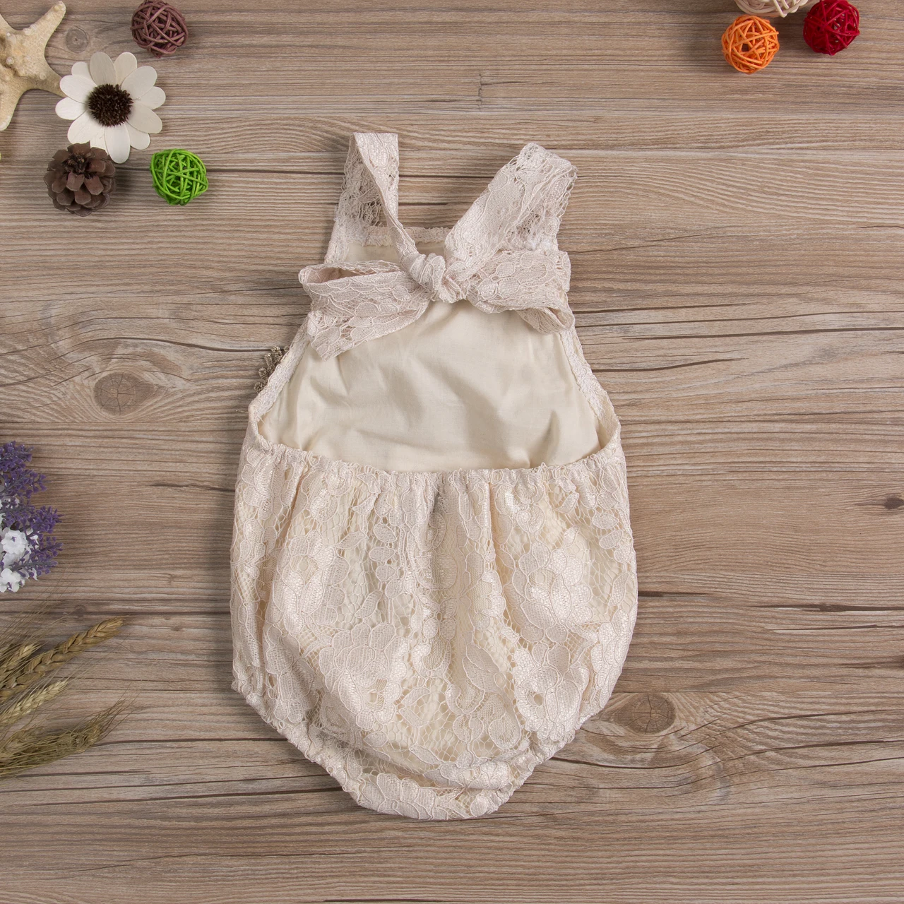 Комбинезон для новорожденных без рукавов с открытой спиной и кружевом|sleeveless
