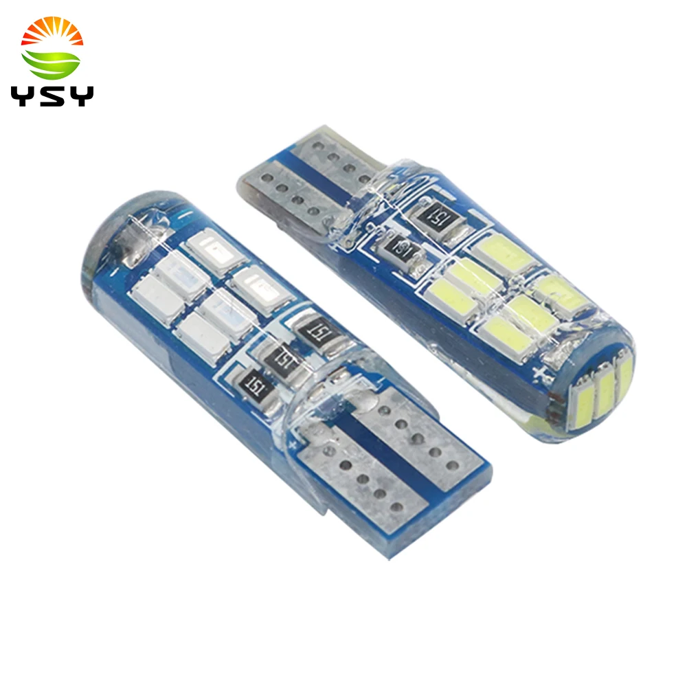 YSY 200 шт. Автомобильные LED T10 W5W led 194 168 15SMD 4014 Белый силиконовый светодиодный свет