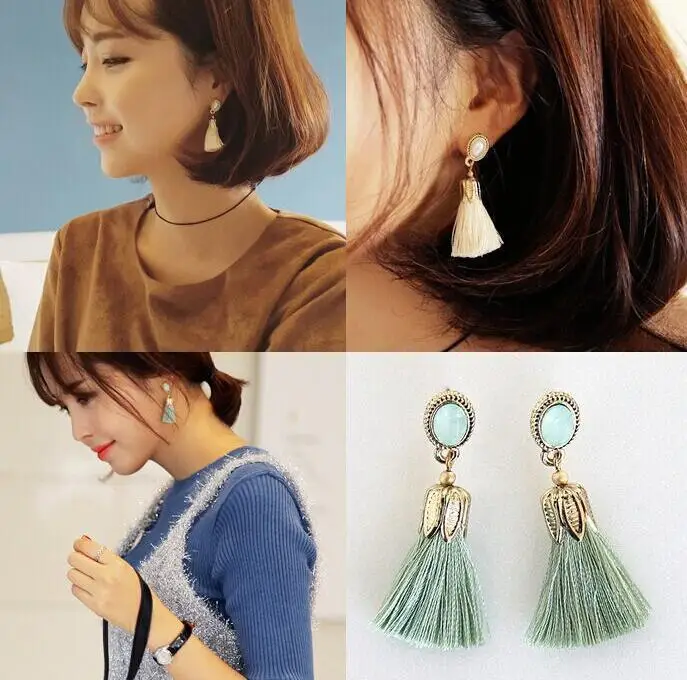 

2019 New Fashion Vintage Tassel Earrings Large Ethnic Indian Earrings Pendientes Mujer For Women Female Jewelry