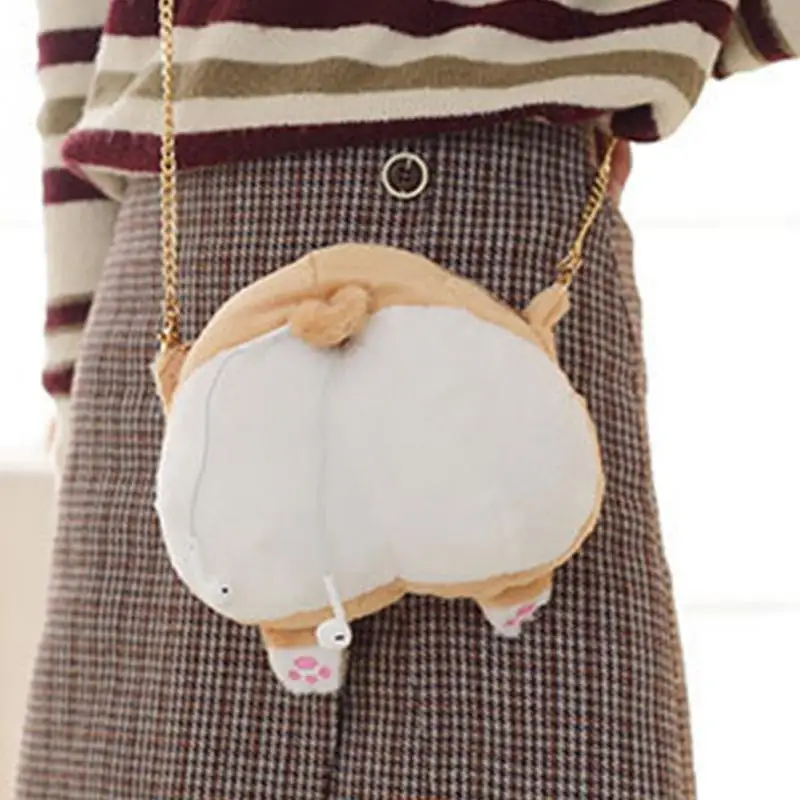 

Creative Lovely Pet Dog Butt Plush Coin Bag Animal Plush Bag Corgi Butt Shape Small Change Coin Purse Girl's Bag Mini Purse#H11^