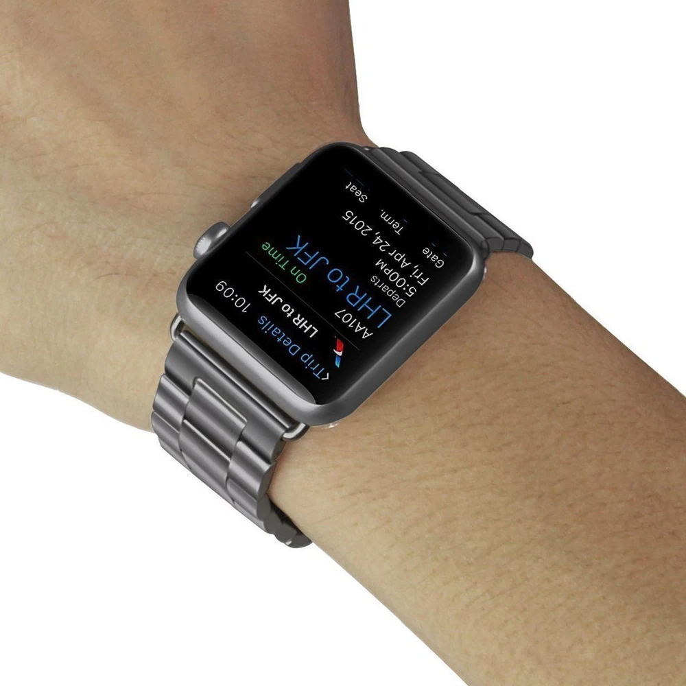 Ремешок для часов из нержавеющей стали iWatch Apple Watch Series 5 4 3 2 1 44/42/40/38 мм черный