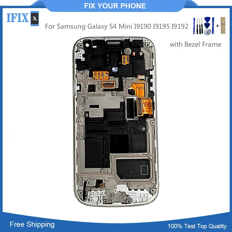 

10pcs/lot For Samsung Galaxy S4 Mini I9190 I9195 I9192 LCD Display with Touch Screen Digitizer with Bezel Frame Assembly