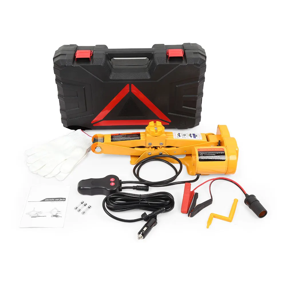  12V Car Jacks Lifting 100W 2T Auto Electric Hydraulic Lift Tire Repair Tool with Gloves Adapter Scr