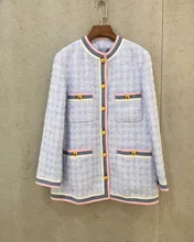 High quality tweed jackets coat women 2019 spring elegant tweed coat G080