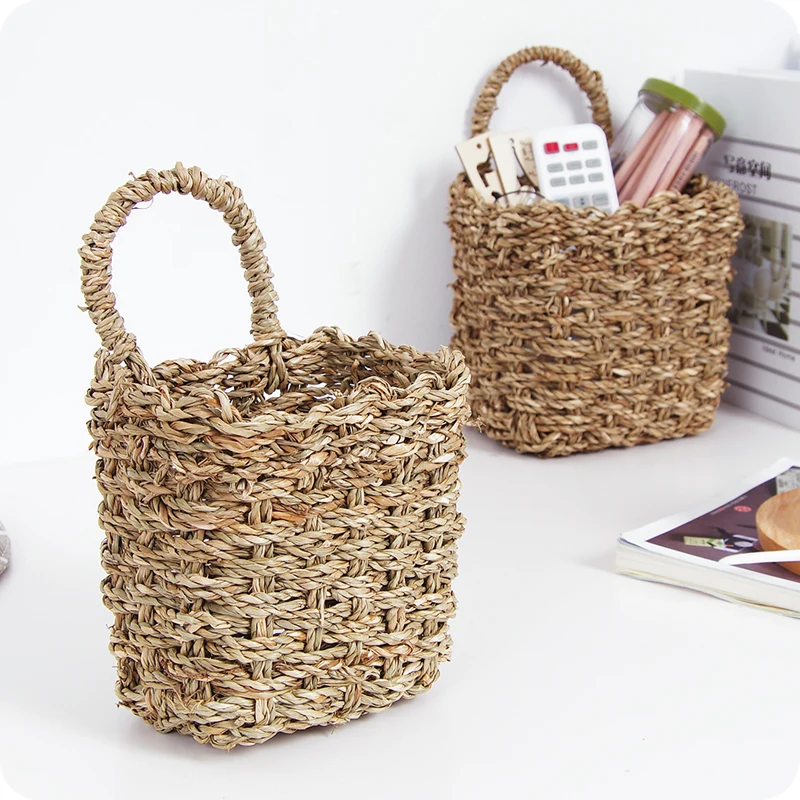 اليدوية المنسوجة سلال زهرة المائدة الحاويات أدوات تُعلَق على جدار المطبخ زهرة وعاء صندوق البريد سلة التخزين منظمة 65591