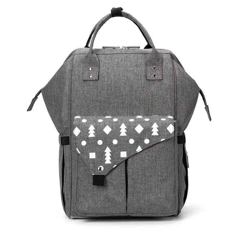 2019 Brand New Pockets Printed Shoulder Backpack Mother and Baby Solid Bag Fashion Multi-function Mummy Bag Large Capacity 06