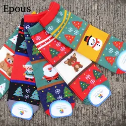 Epous зима экипажа носки хлопковые с забавным 2019 Harujuku Emoji Санта Снеговик Смешные художественные носки 2019 подарок Happy хлопковые носки