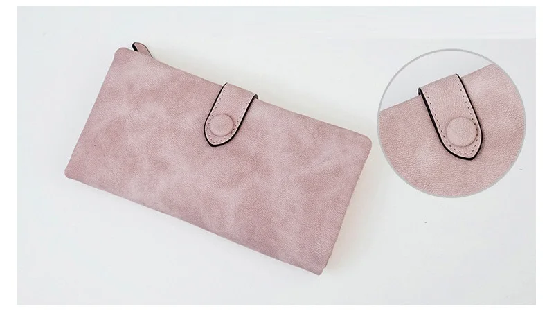 MJ Women Leather Wallets Matte PU Leather Long Wallet Lady's Brand Design Bi-Fold Clutch Purse Coin Pocket Multiple Card Holder (1)