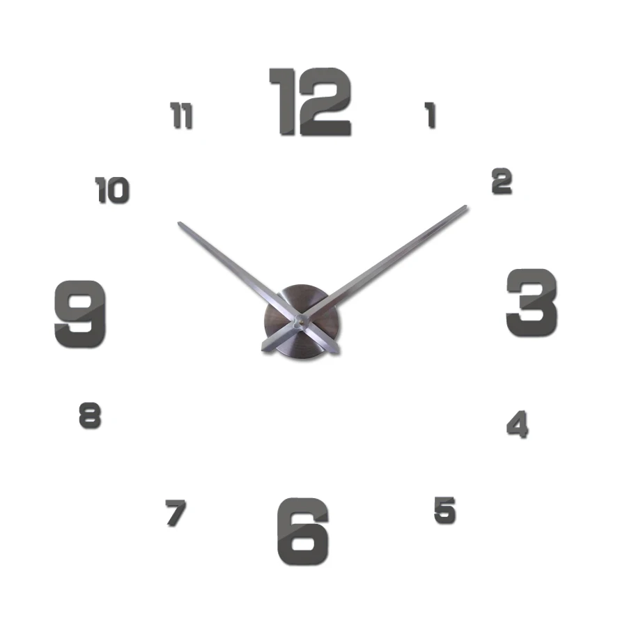 Новая Домашняя настоящая 3d Зеркальная Наклейка для настенных часов часы гостиная кварцевые иглы акриловые настенные наклейки diy часы - Цвет: Темно-серый