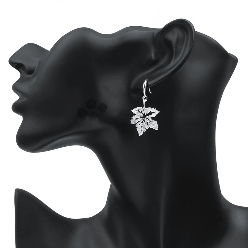 

Sterling silver 925 earrings literary temperament personality maple leaves openwork earrings female wild jewelry drop earrings