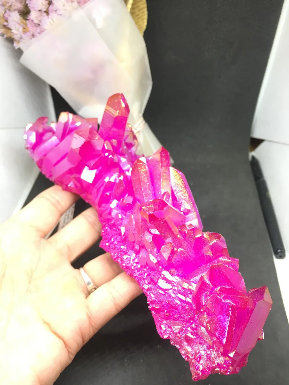 

PRETTY Aura Quartz Crystal Bismuth Titanium Silicon Clusters SPECIMEN
