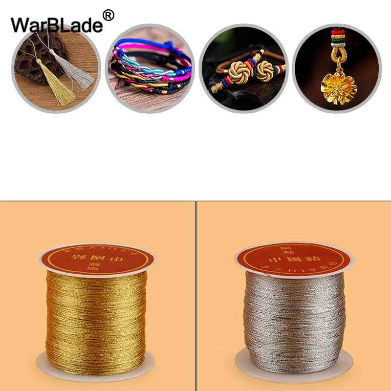 

0.2/0.4/0.6/0.8/1mm Colorful Silver Gold Wires Nylon Cord Thread String Rope Bead For DIY Braided Tassel Bracelet Jewelry Making