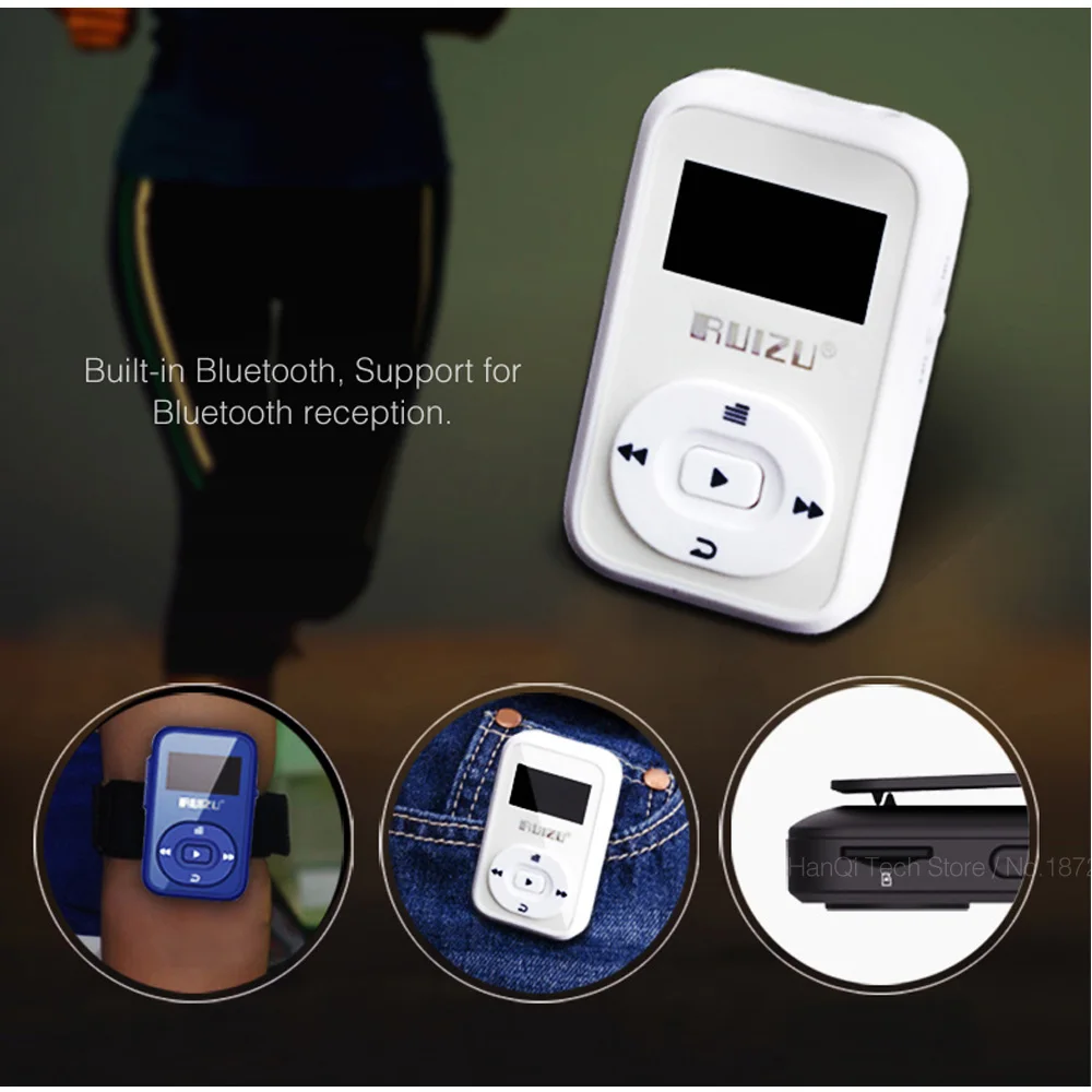 Original RUIZU X26 Clip Bluetooth MP3 player 8GB Sport FM Support TF Card FL