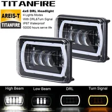 Tf30 4x6 carro conduziu a luz quadrada farol branco auréola drl selado alta/baixa substituição do feixe sinal de volta para ford