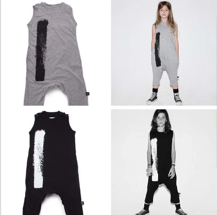

nununu** newest 2017 kids 100% cotton sleeveless rompers boys girls summer fashion one piece cloth set 1-6Y free shipping