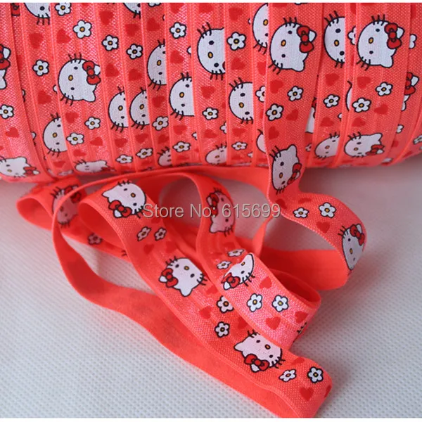 

5/8" printed fold over elastic, lovely cute foe ribbon for hair ties