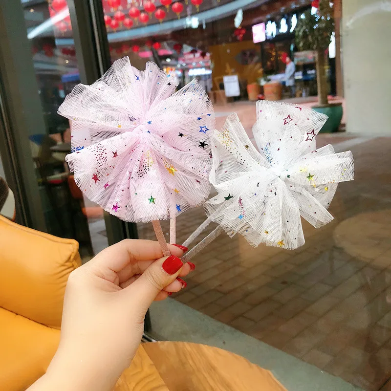 

Boutique ins 10pcs Fashion Cute Glitter Star Bow Hairsticks Solid Big Stain Ribbon Bowknot Hairbands Princess Hair Accessories